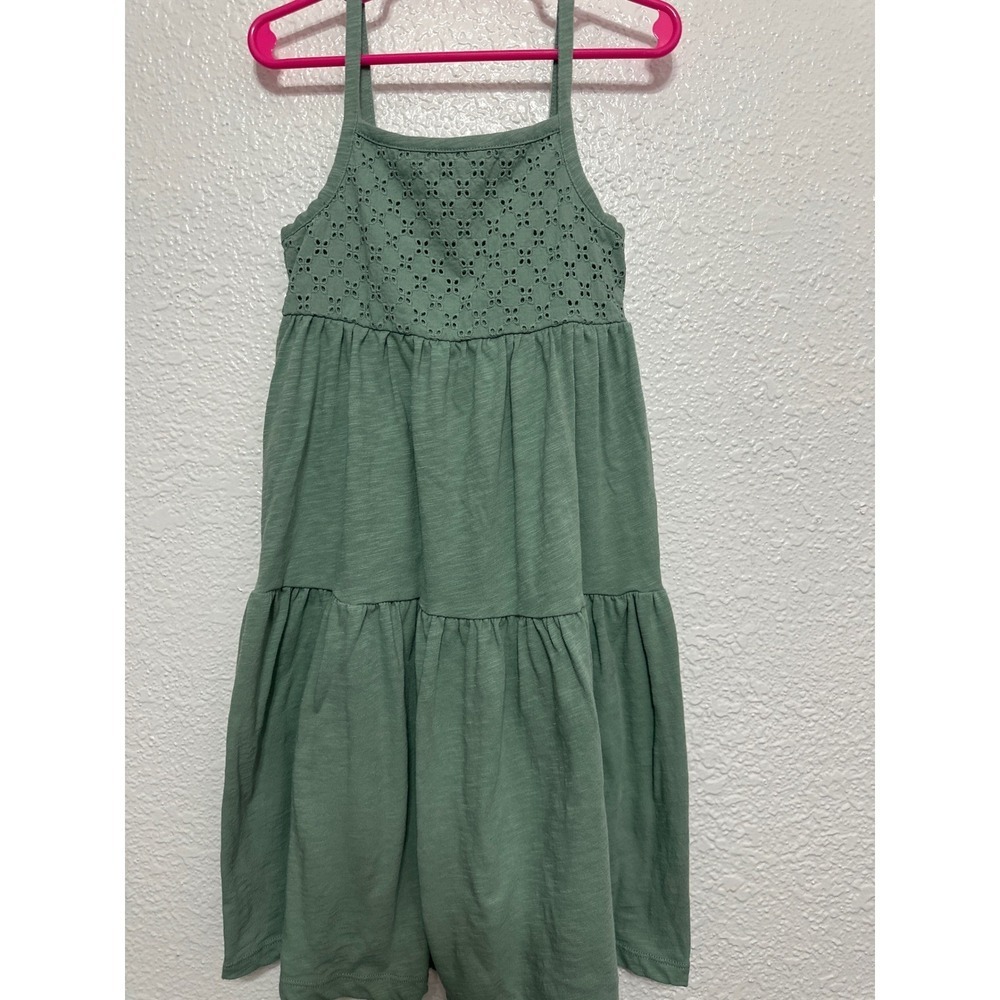 Carters Child of Mine Girls Sage Green Eyelet Tiered Cotton Dress Size 5T